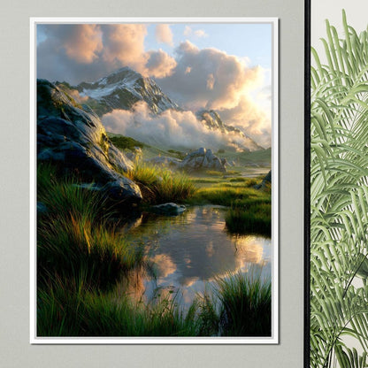 Sunlit Alpine Reflections Canvas Wall Art