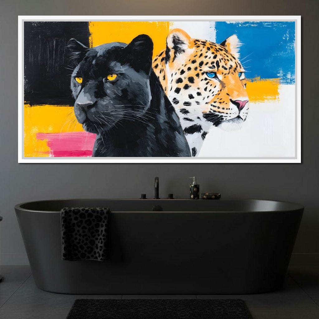Dual Panther Leopard Portrait Canvas Wall Art