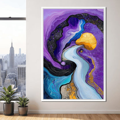 Waves of the Amethyst Sky Canvas Wall Art
