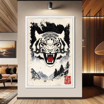 Fierce Jungle Monarch Tiger Roar Canvas Wall Art