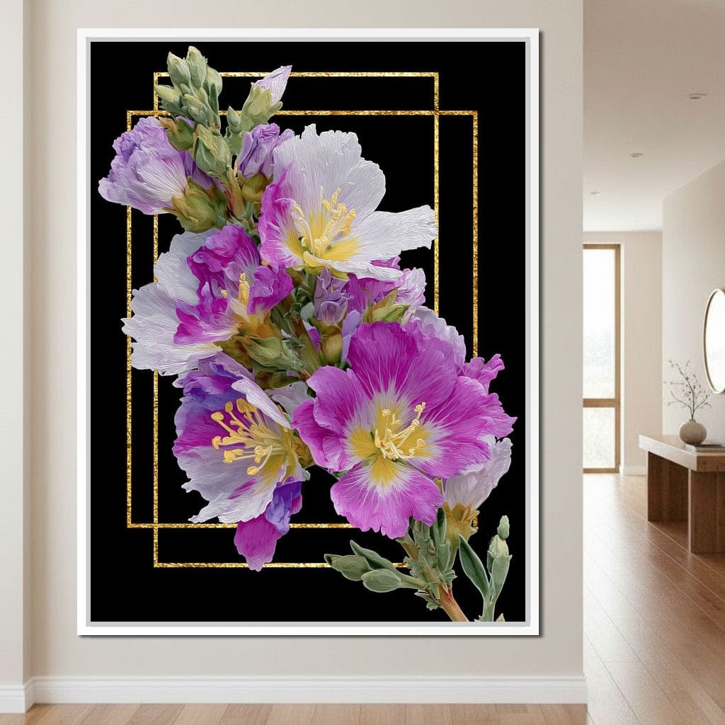 Golden Frame Petal Radiance Canvas Wall Art