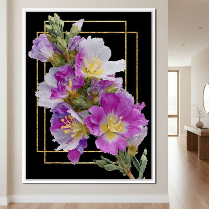 Golden Frame Petal Radiance Canvas Wall Art