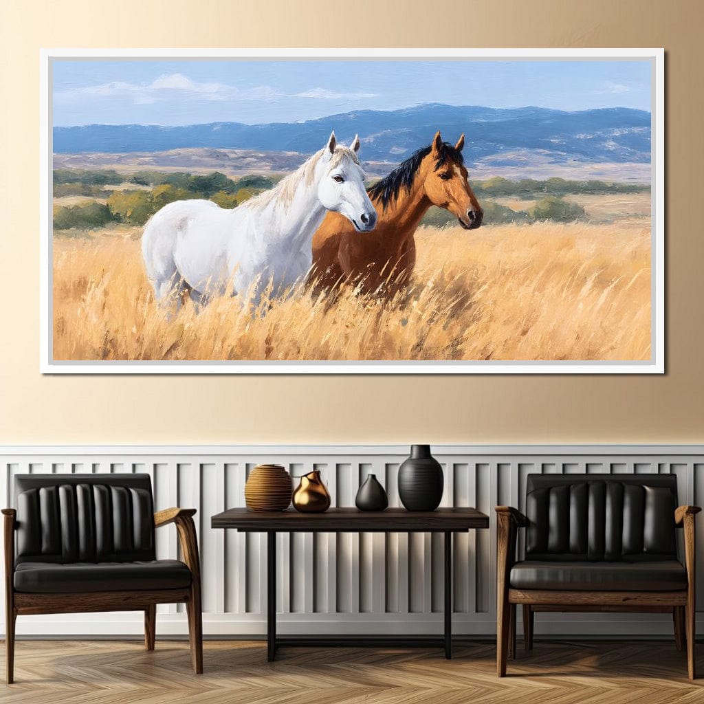 Equine Journey Through Fields Canvas Wall Art