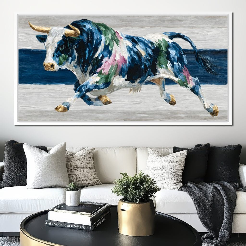 Charging Bull Color Fusion Canvas Wall Art