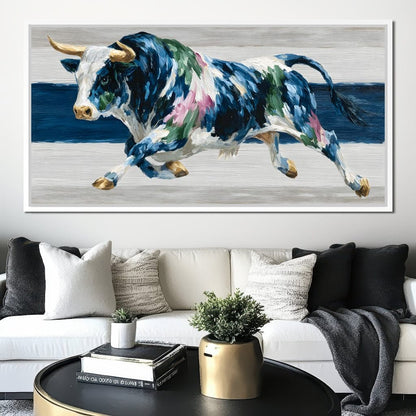 Charging Bull Color Fusion Canvas Wall Art