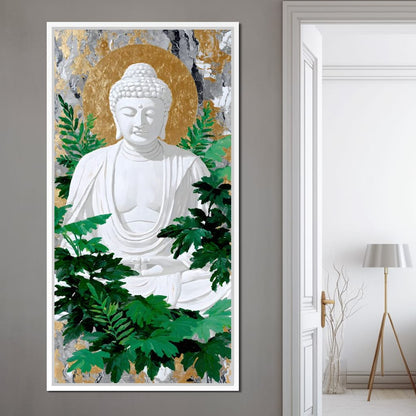 Golden Halo Buddha Garden Canvas Wall Art