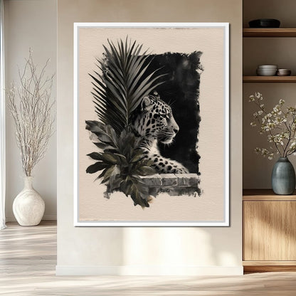 Feline Watch Over Stone Wall Canvas Wall Art
