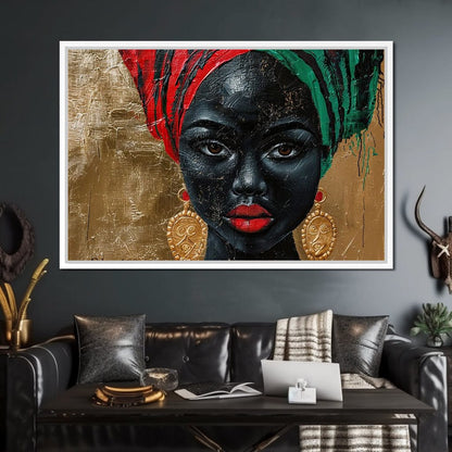 Nubian Grace in Gold Essence Canvas Wall Art