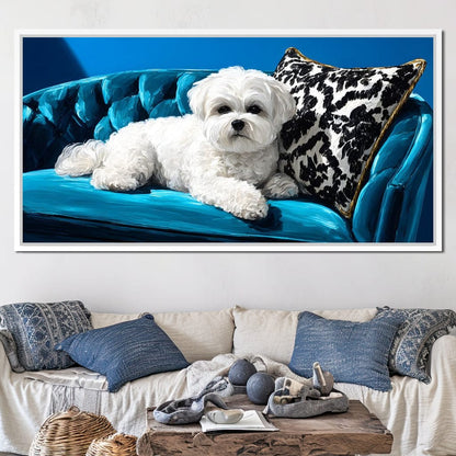 Plush Paws on Teal Dreams Canvas Wall Art