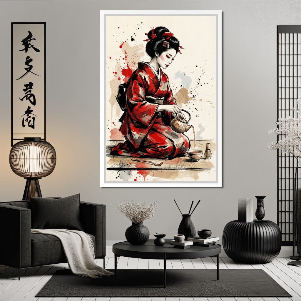 Japanese Woman Tea Ceremony Canvas Wall Art