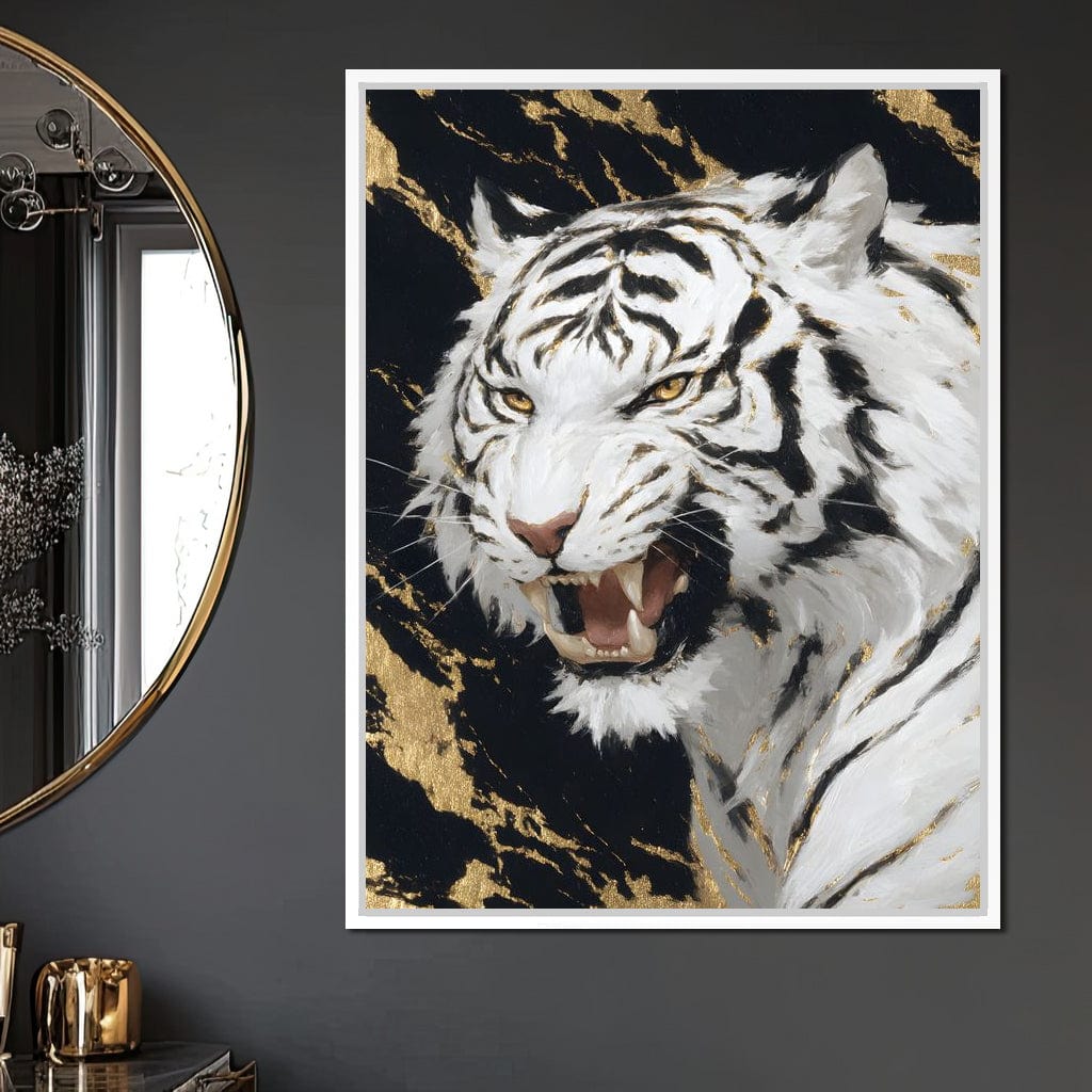 Fierce Aura Golden Roar Canvas Wall Art
