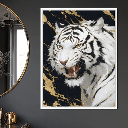 Fierce Aura Golden Roar Canvas Wall Art