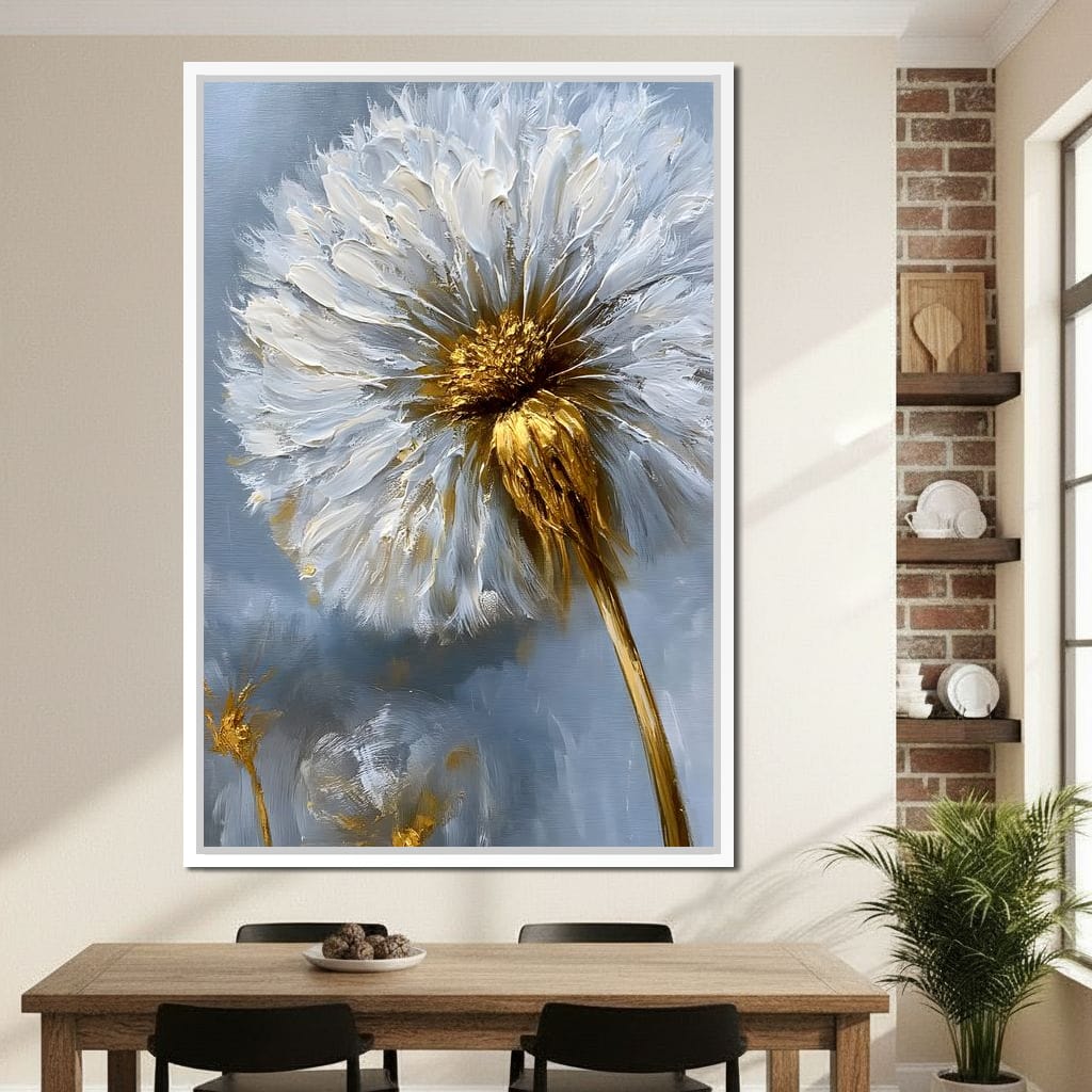Gilded Dandelion Canvas Wall Art