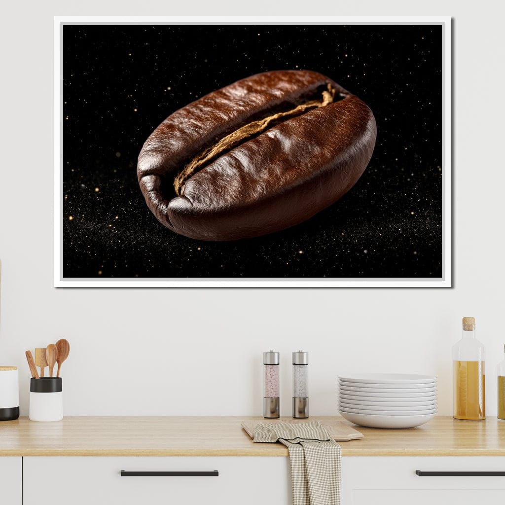 Cosmic Coffee Bean Orbit Canvas Wall Art
