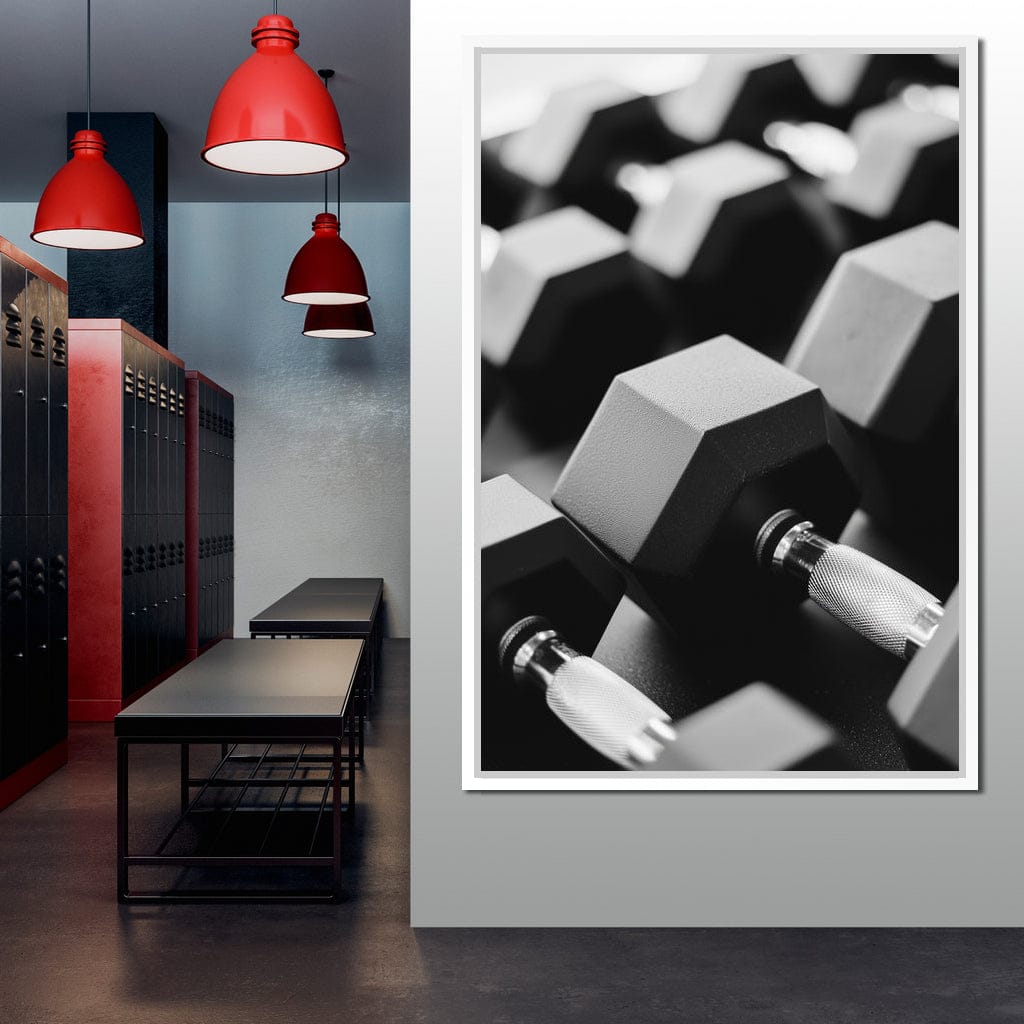 Monochrome Dumbbell Strength Canvas Wall Art