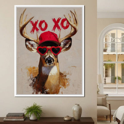 XOXO Deer Love Shades Portrait Canvas Wall Art