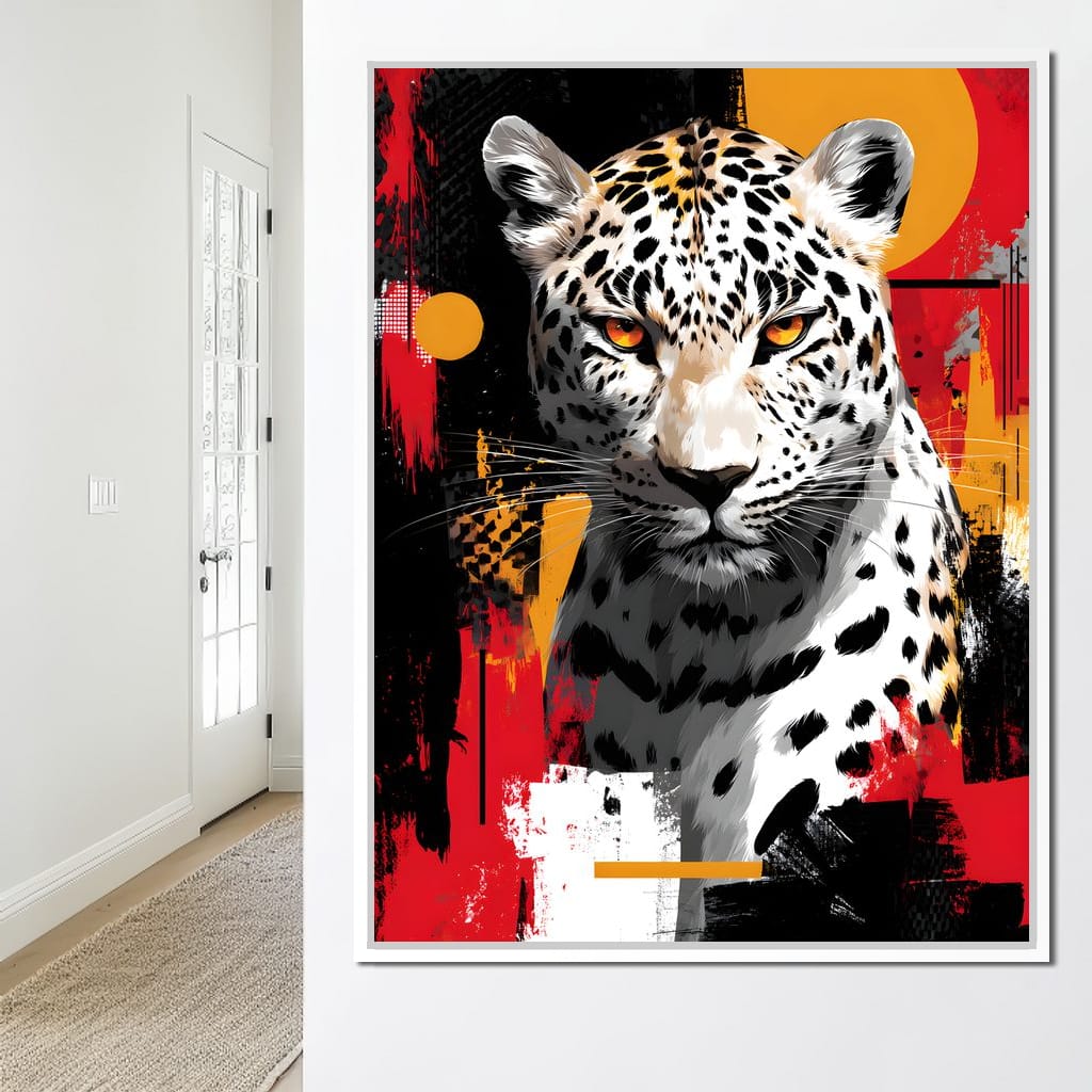 Golden Sun Leopard Stare Canvas Wall Art