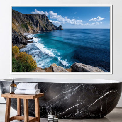 Wild Sea Cliffs Panorama Canvas Wall Art