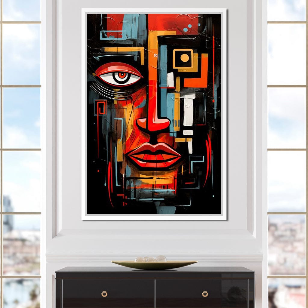 Twilight in Cubist Metropolis Canvas Wall Art