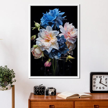 Midnight Flower Symphony Canvas Wall Art