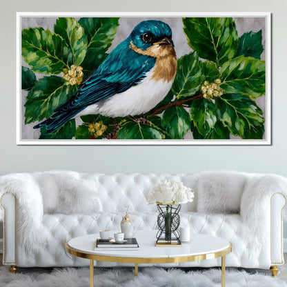 Emerald Wings Nature's Bird Canvas Wall Art