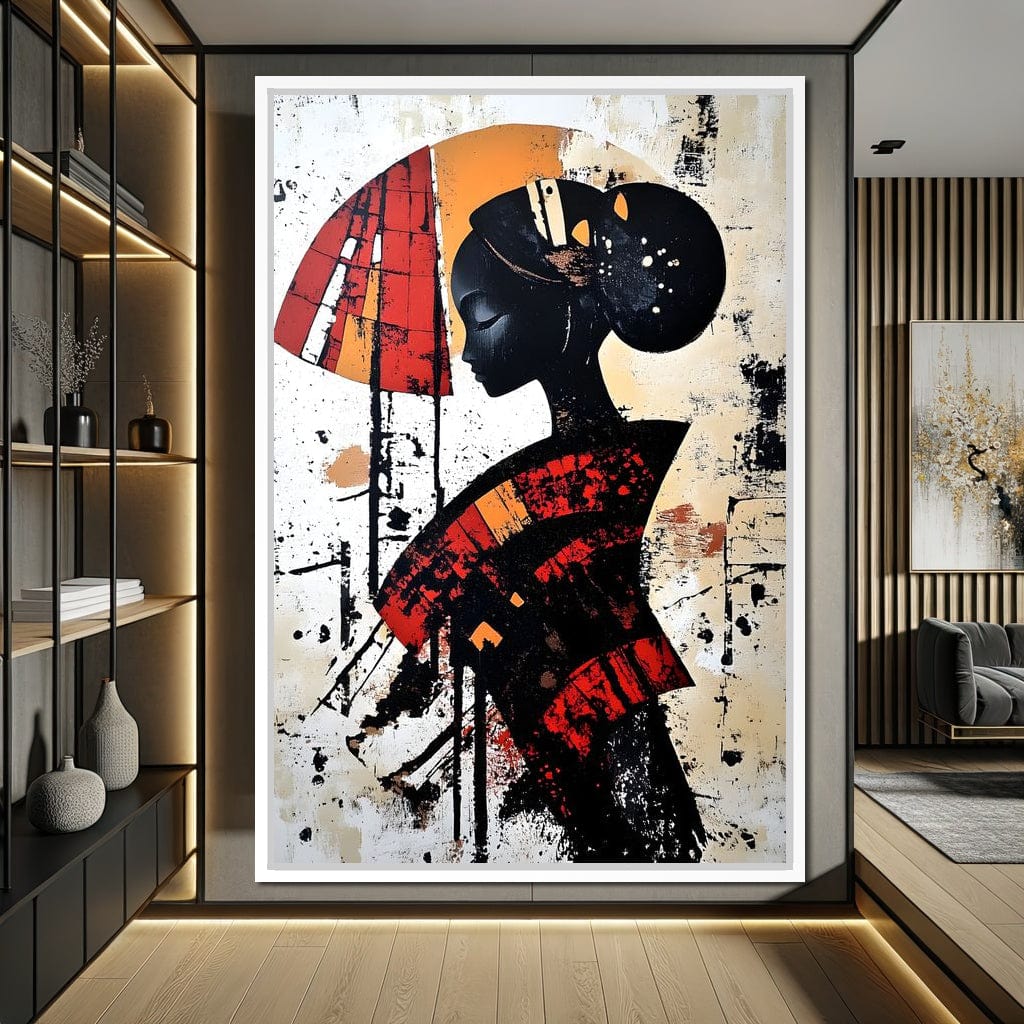 Silhouette Harmony in Amber Tones Canvas Wall Art