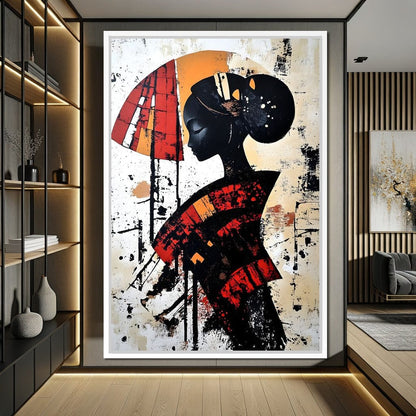 Silhouette Harmony in Amber Tones Canvas Wall Art