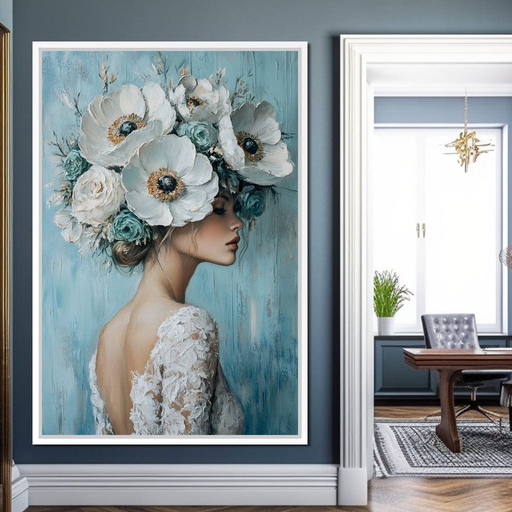 Petal Crowned Bridal Elegance Canvas Wall Art