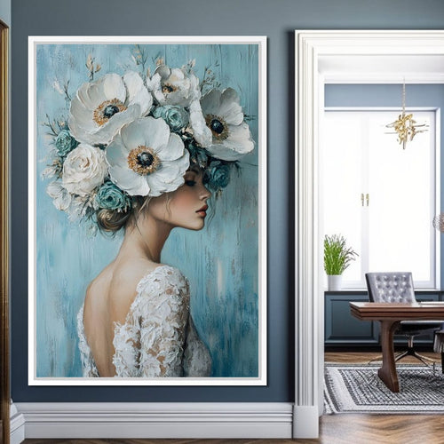 Petal Crowned Bridal Elegance Canvas Wall Art