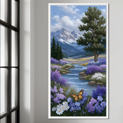 Mountain Meadow Butterfly Serenity Canvas Wall Art