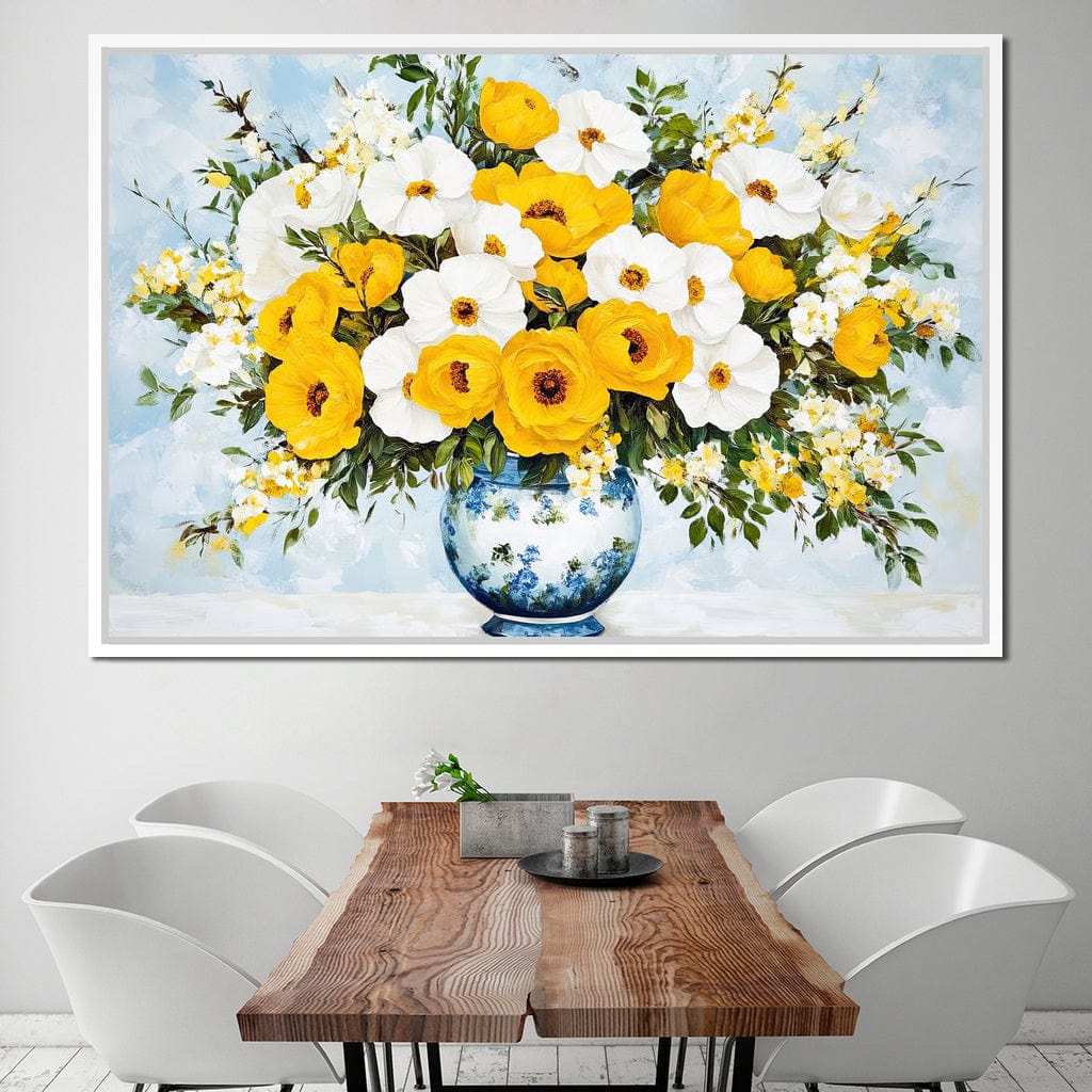 Golden Blossoms Harmonize Canvas Wall Art