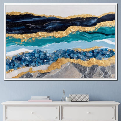 Gilded Ocean Geode Flow Canvas Wall Art