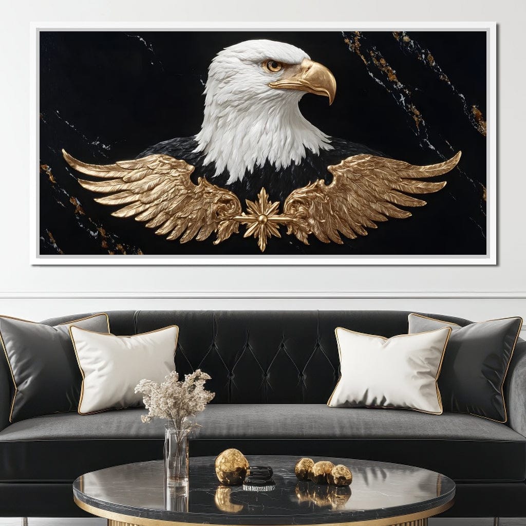 Golden Eagle Majesty Marble Canvas Wall Art