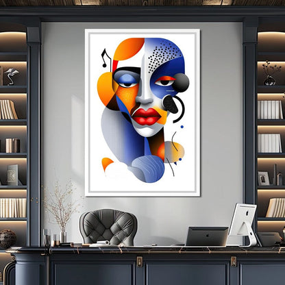 Red Lips and Bold Shapes Canvas Wall Art