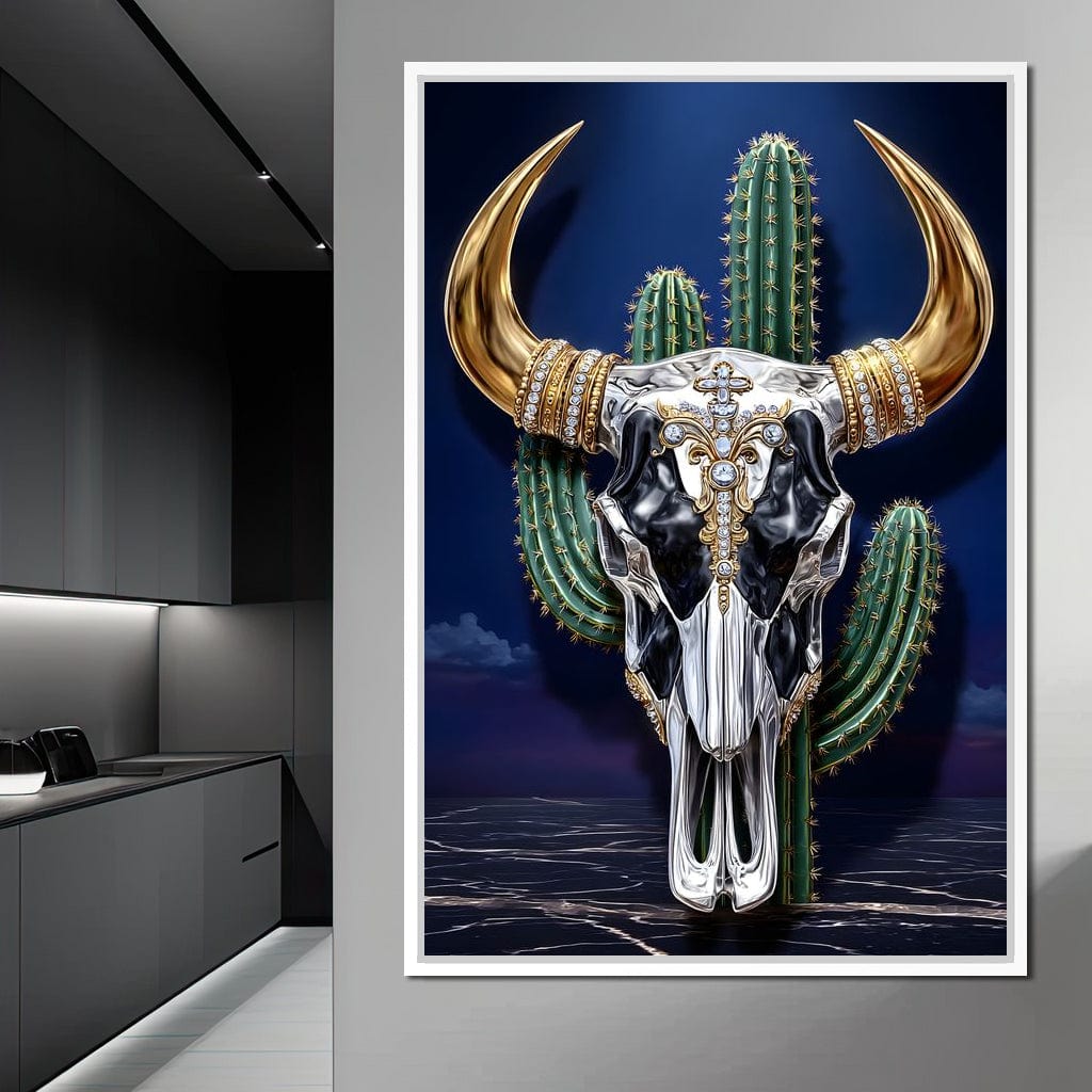 Golden Bull Skull Desert Luxe Canvas Wall Art