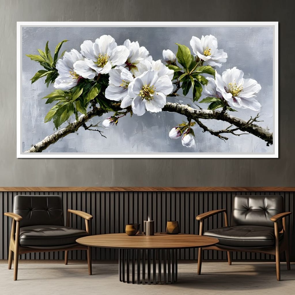 Soft Petals On Silver Morning Canvas Wall Art