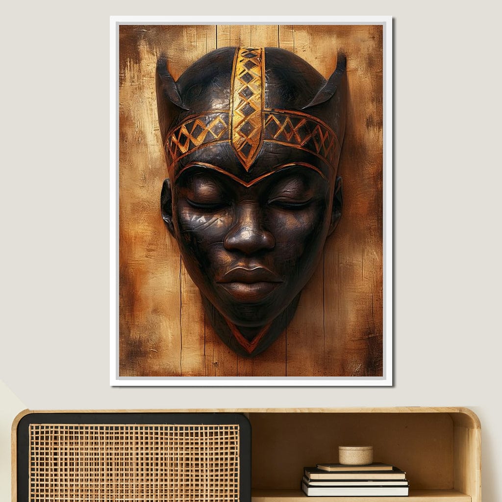 Golden Tribal Sentinel Canvas Wall Art