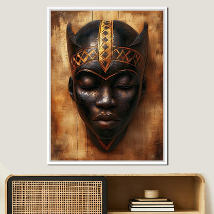 Golden Tribal Sentinel Canvas Wall Art