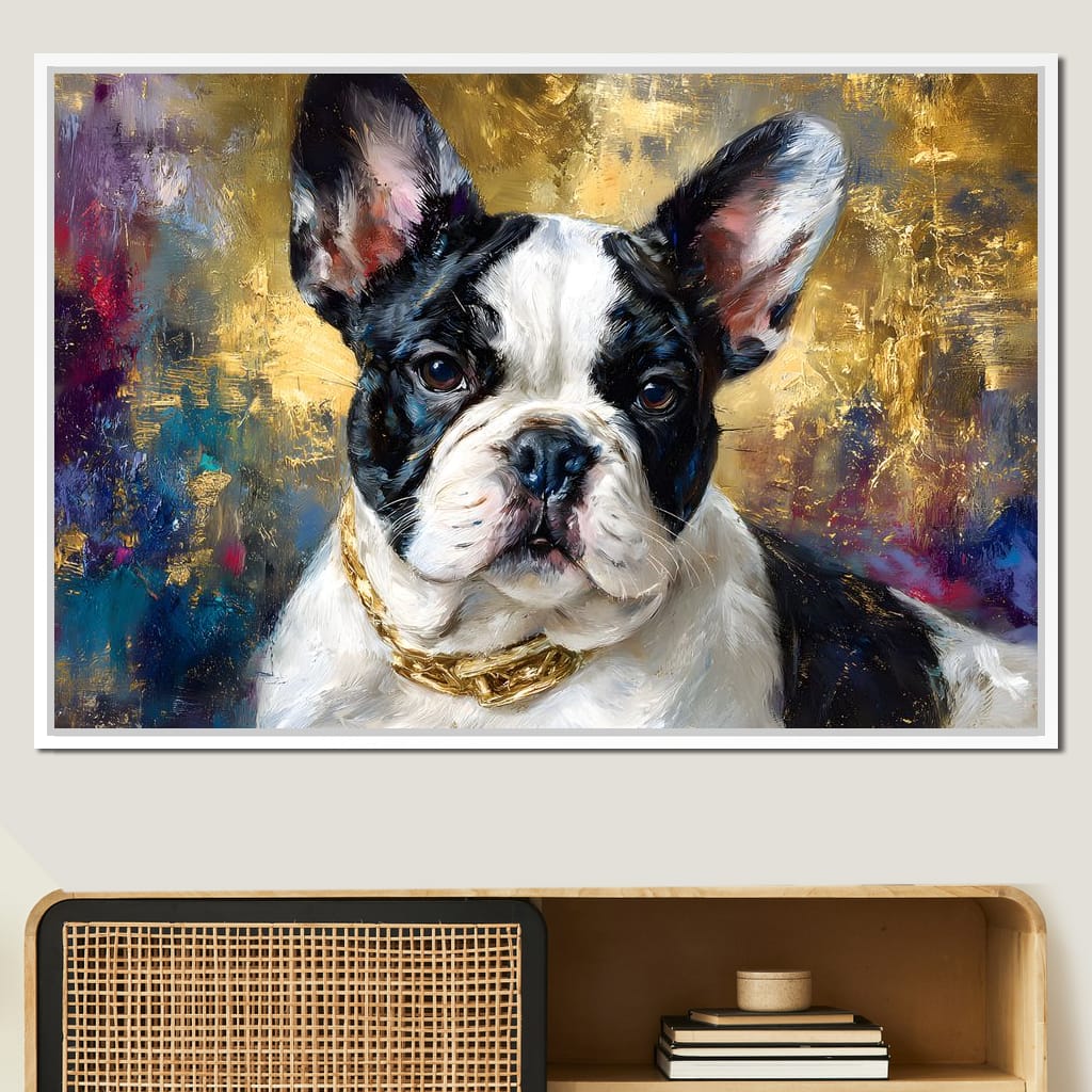 Golden French Bulldog Portrait Canvas Wall Art