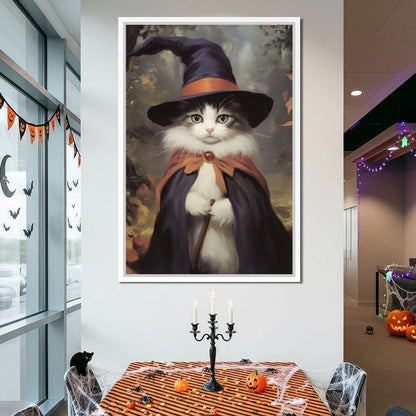 Enchanted Autumn Wizard Cat Canvas Wall Art
