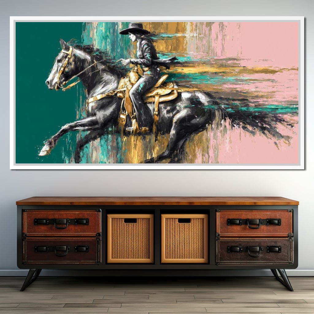 Golden Cowgirl Noir Star Canvas Wall Art