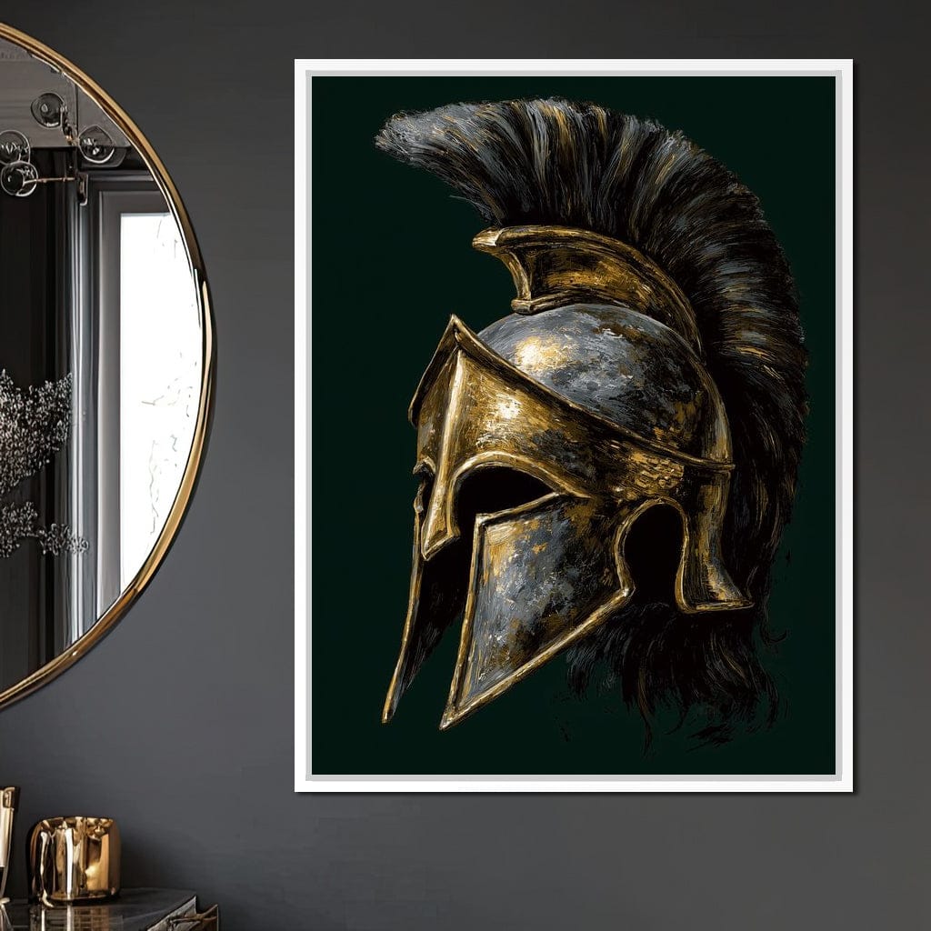 Gold Spartan Helm Battle Relic Canvas Wall Art