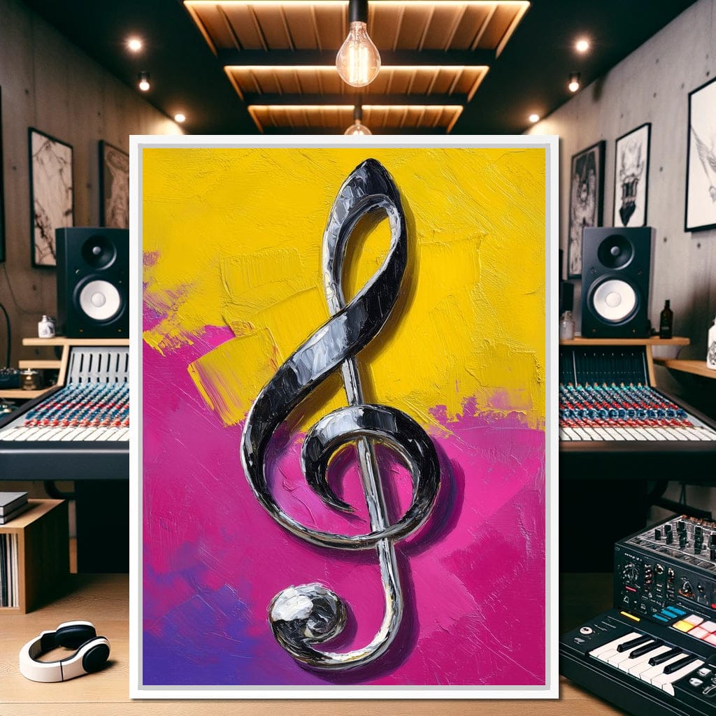 Electric Treble Clef Glow Canvas Wall Art