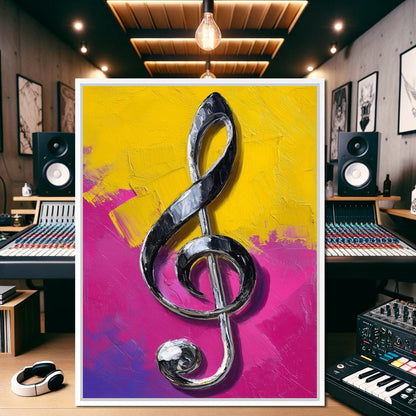 Electric Treble Clef Glow Canvas Wall Art