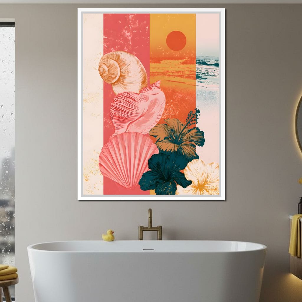 Tidal Shore And Floral Shell Canvas Wall Art