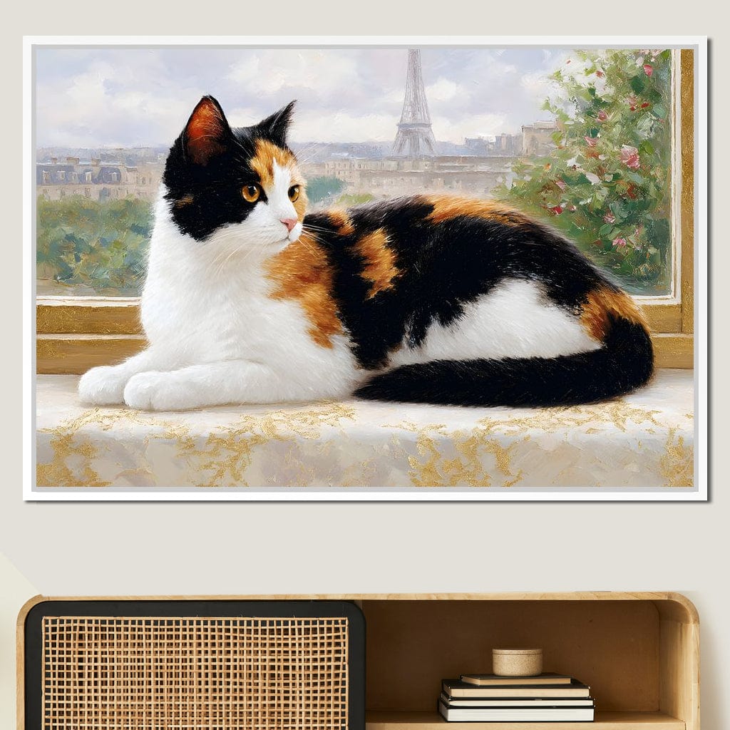 Parisian Feline Afternoon Canvas Wall Art