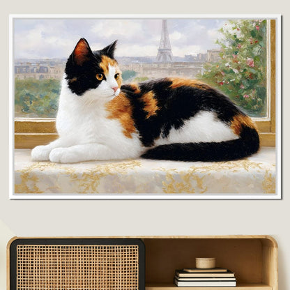 Parisian Feline Afternoon Canvas Wall Art