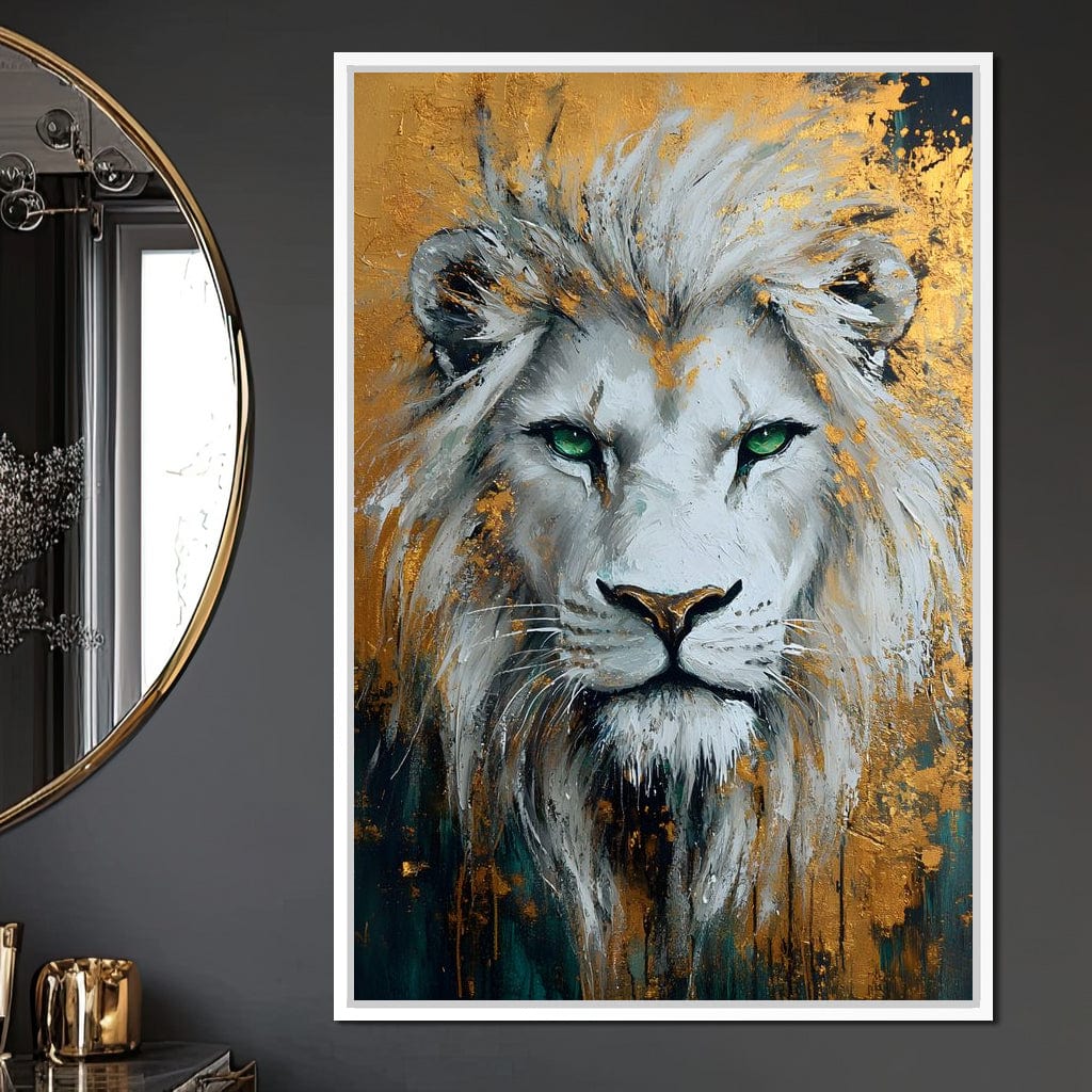 Majestic Lion Gold Radiance Canvas Wall Art
