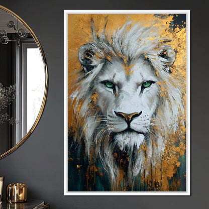 Majestic Lion Gold Radiance Canvas Wall Art