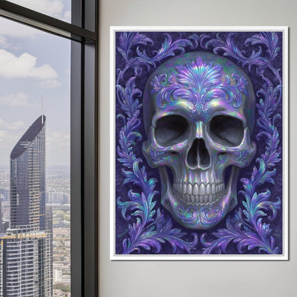 Prismatic Skull Baroque Flourish Canvas Wall Art